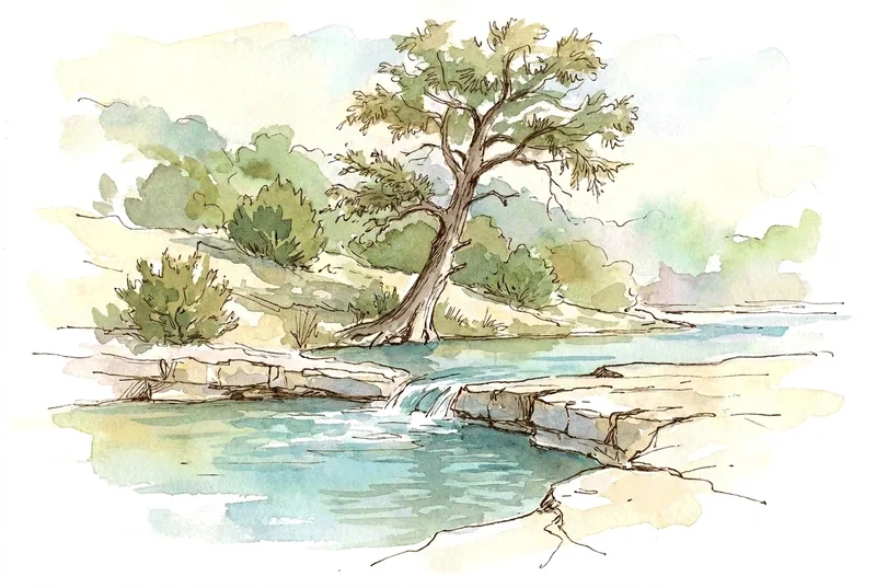 Watercolor illustration of Hill of Life